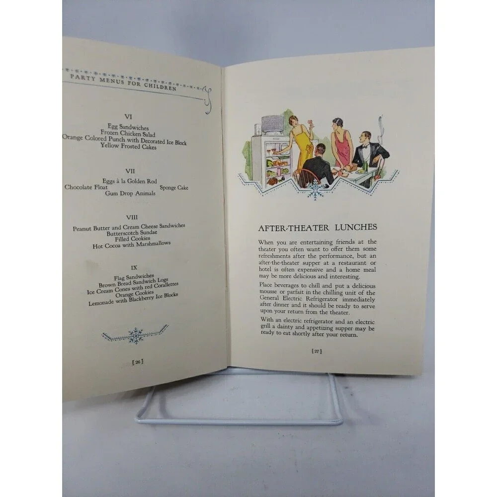 Electric Refrigerator Recipes and Menus Cookbook 1928 General Electric GE